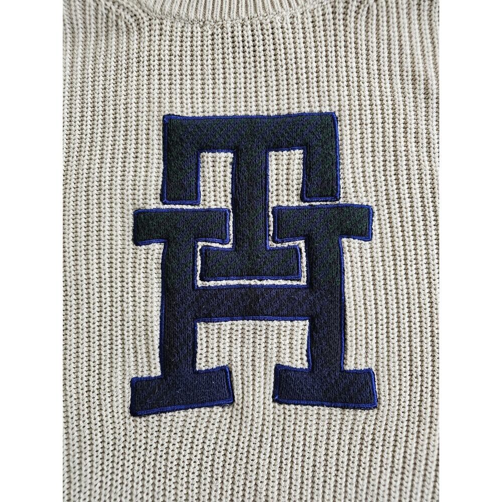 Tommy Hilfiger Monogrammed Applique Relaxed Sweater Size S Preppy - Picture 4 of 11